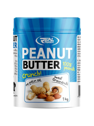 Masło orzechowe Real Pharm Peanut Butter 1000g Crunch z kawałkami orzechów w sklepie Pakuj ZDROWIE Gdańsk Wrzeszcz