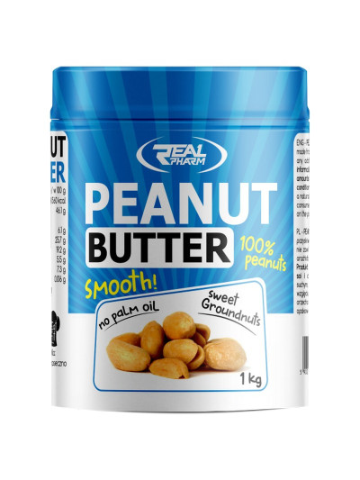 Masło orzechowe Real Pharm Peanut Butter 1000g Smooth gładkie w sklepie Pakuj ZDROWIE Gdańsk Wrzeszcz