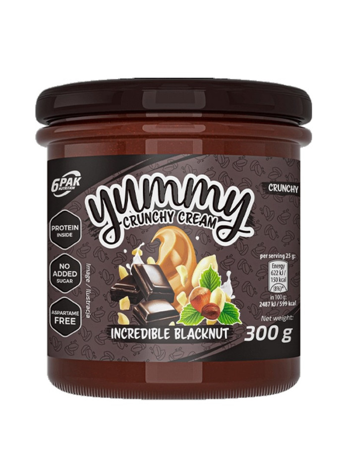 Krem 6PAK Yummy Crunchy Cream 300g Incredible Blacknut gorzka czekolada w sklepie Pakuj ZDROIWE Gdańsk Wrzeszcz