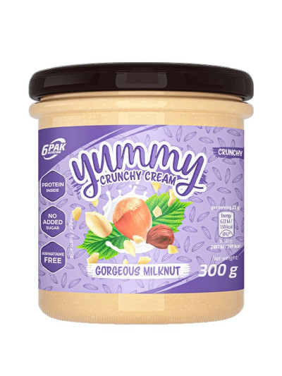 Krem 6PAK Yummy Crunchy Cream 300g Gorgeous Milknut mleczny orzech w sklepie Pakuj ZDROIWE Gdańsk Wrzeszcz